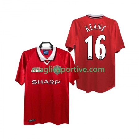 Completo Calcio Manchester United Keane 16 1999 2000 Retro Divisa Prima